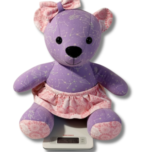 Weighted memory bear handmade from a loved one's clothing